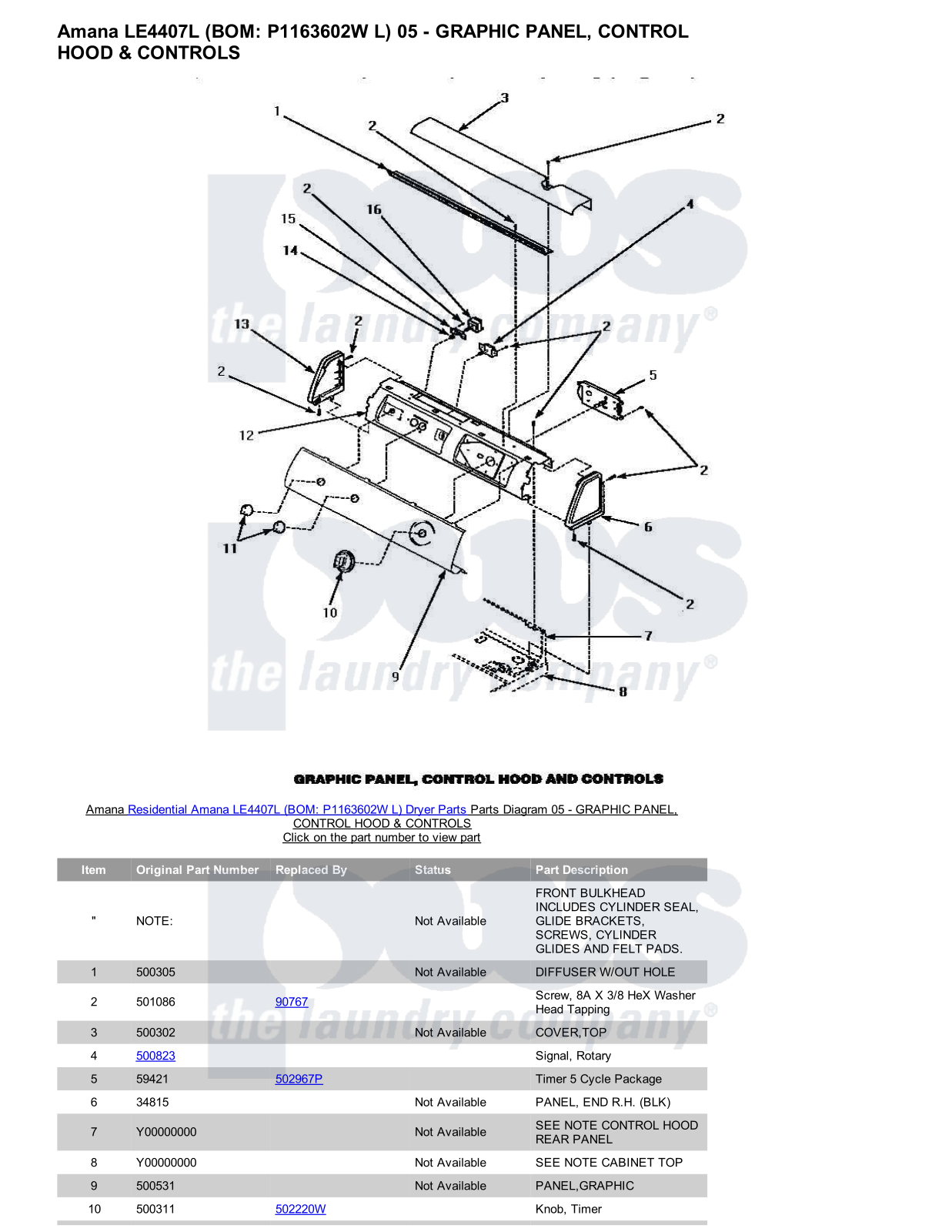 Amana LE4407L Parts Diagram