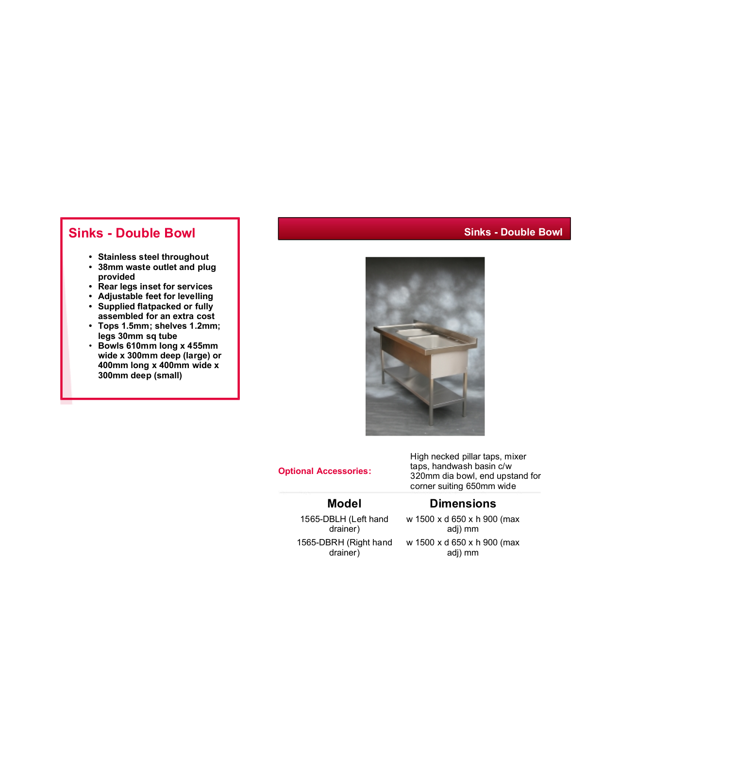 Valera 1565-DBRH, 1565-DBLH DATASHEET