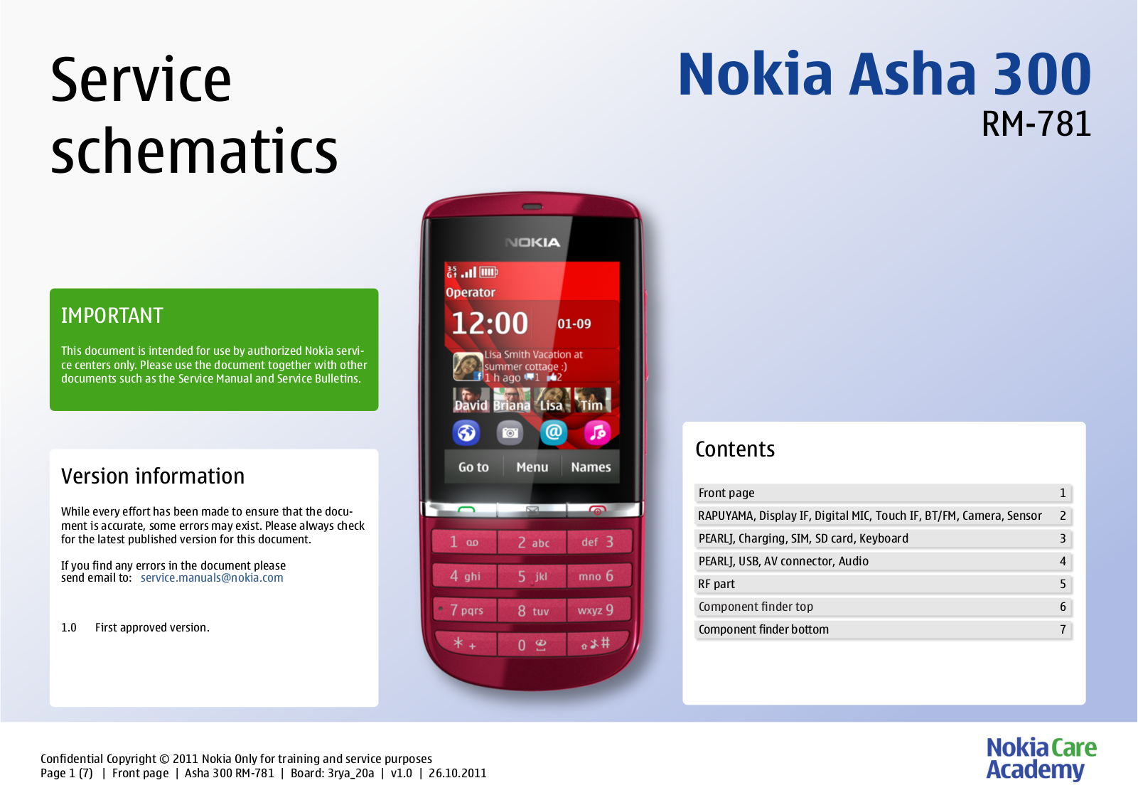 Nokia 300 RM-781 Schematic