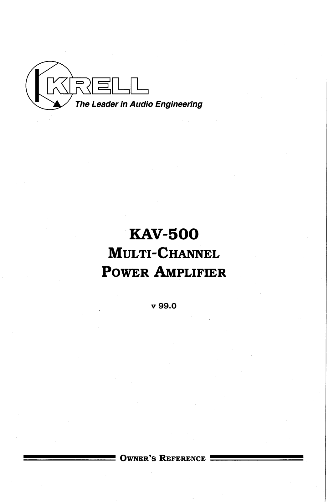 Krell KAV-500 Owners manual