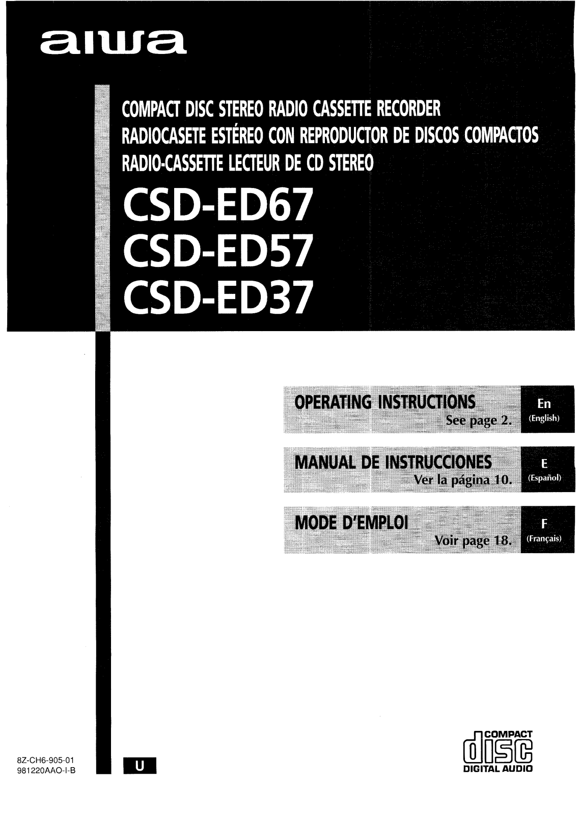 Sony CSDED37, CSDED57, CSDED67 Operating Manual