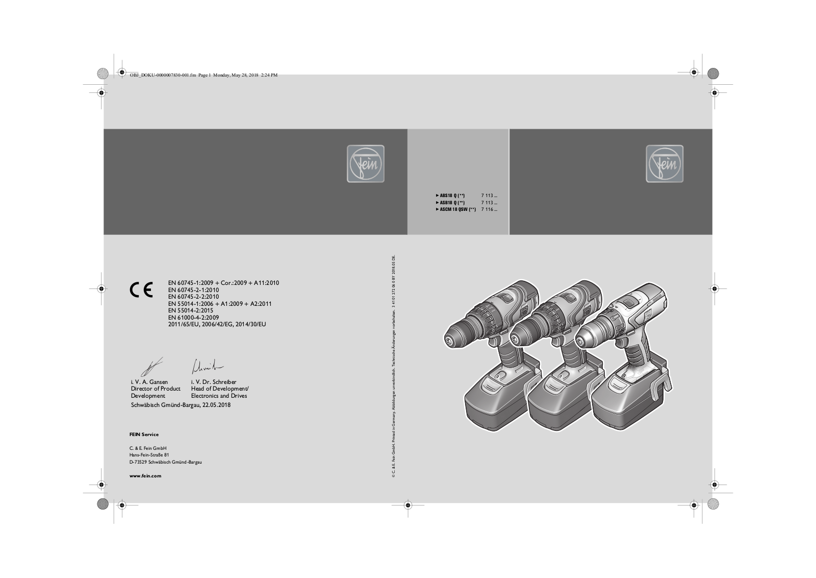 Fein 71161266000 operation manual