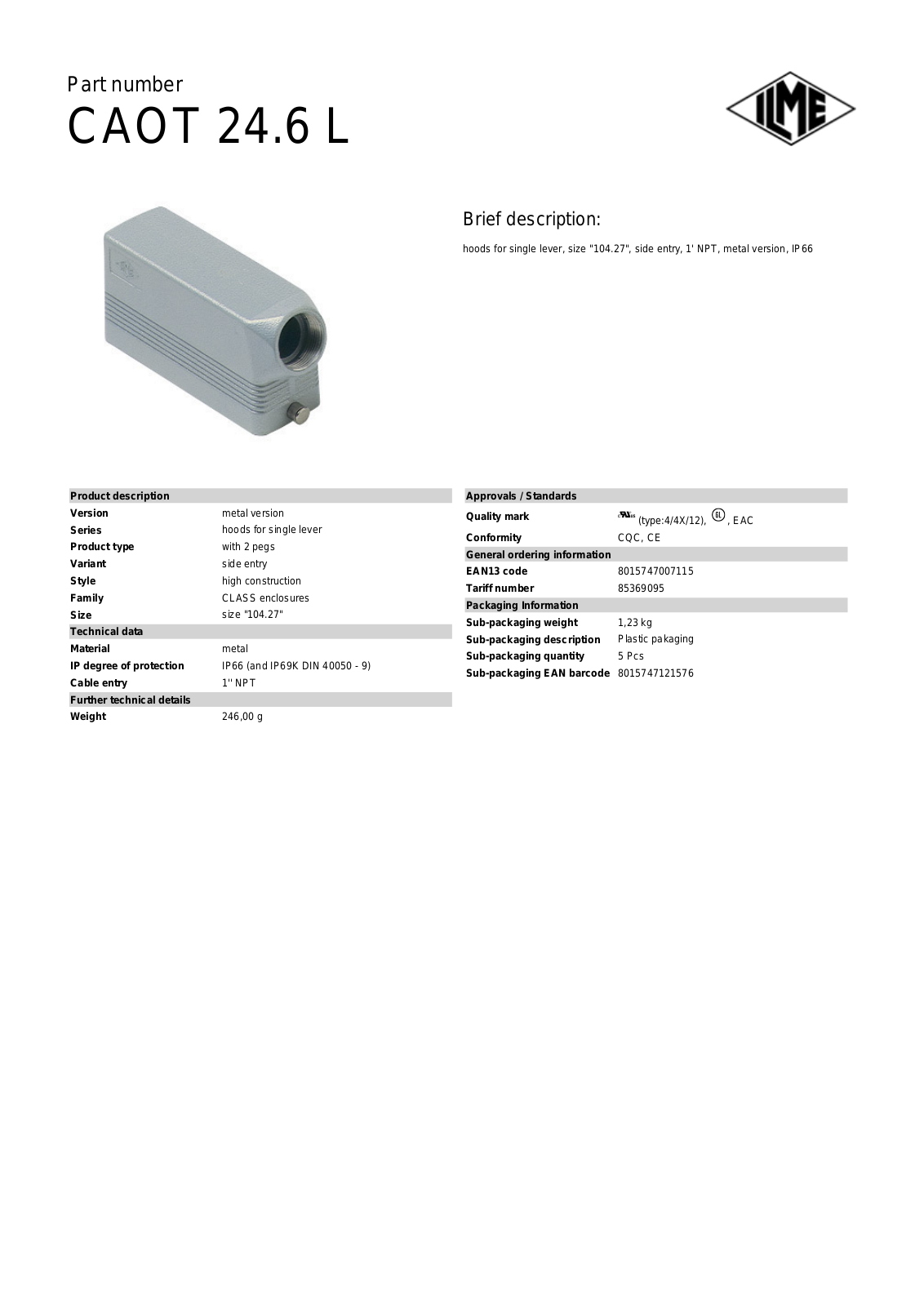 ILME CAOT-24.6L Data Sheet