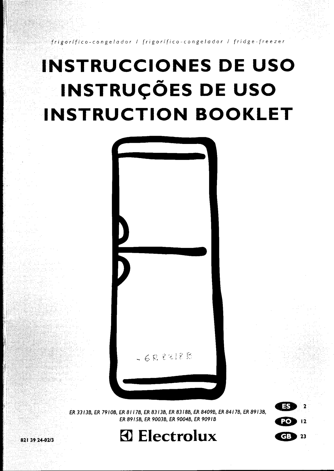 Electrolux ER3313B, ER7910B, ER8117B, ER8313B, ER8318B User Manual