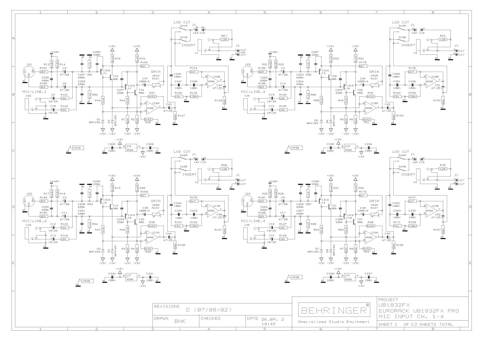 Behringer UB1832FX-PRO Schematic