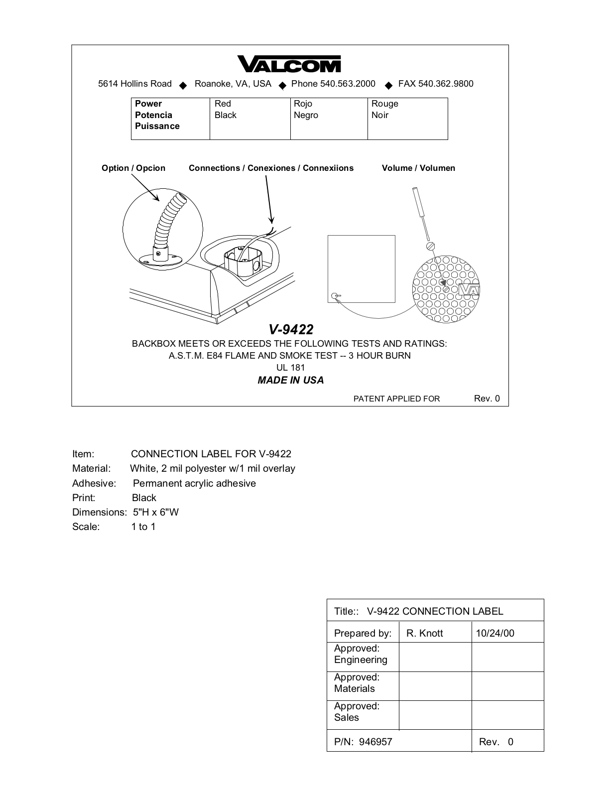 Valcom V-9422 Service Manual