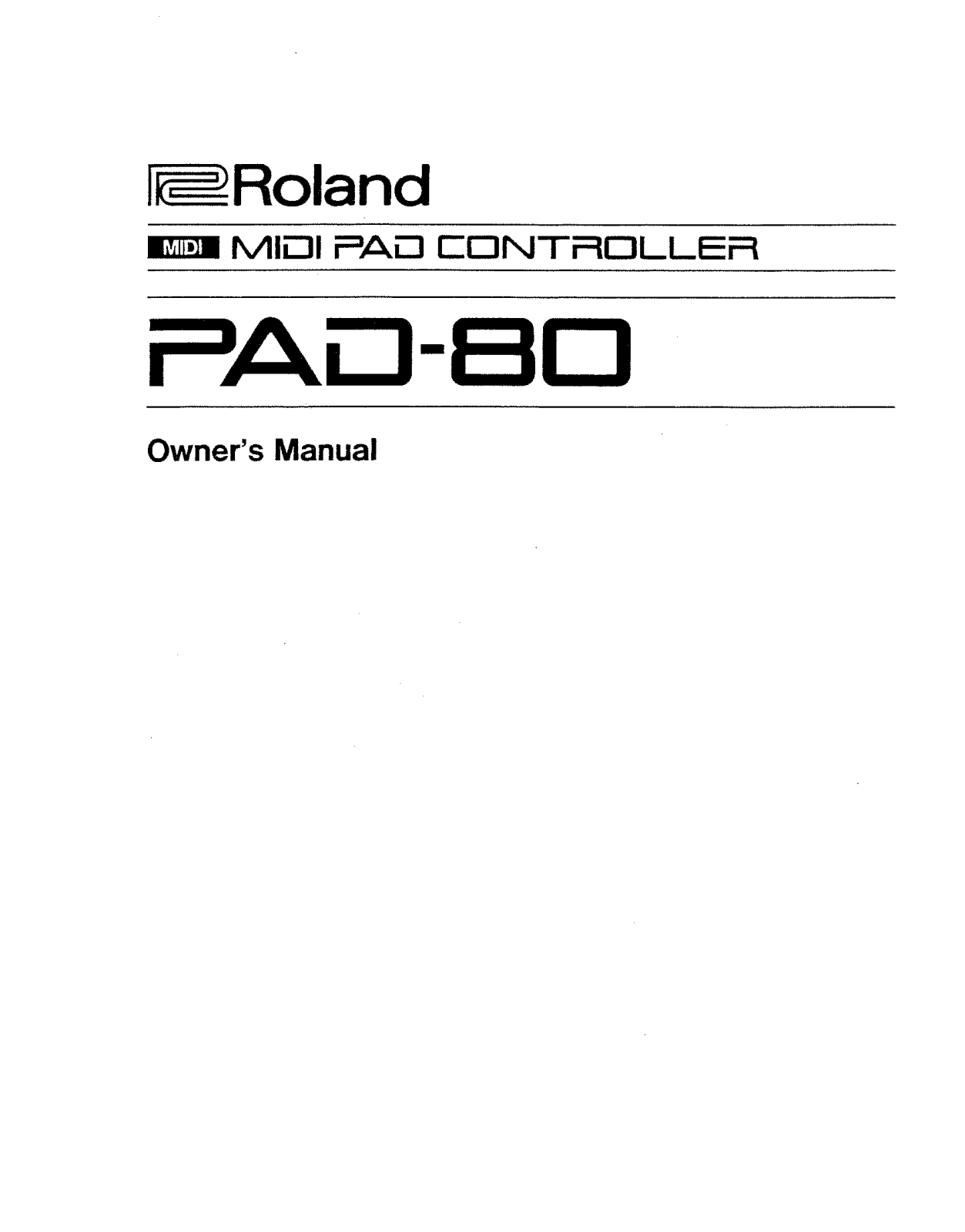 Roland Corporation PAD-80 Owner's Manual