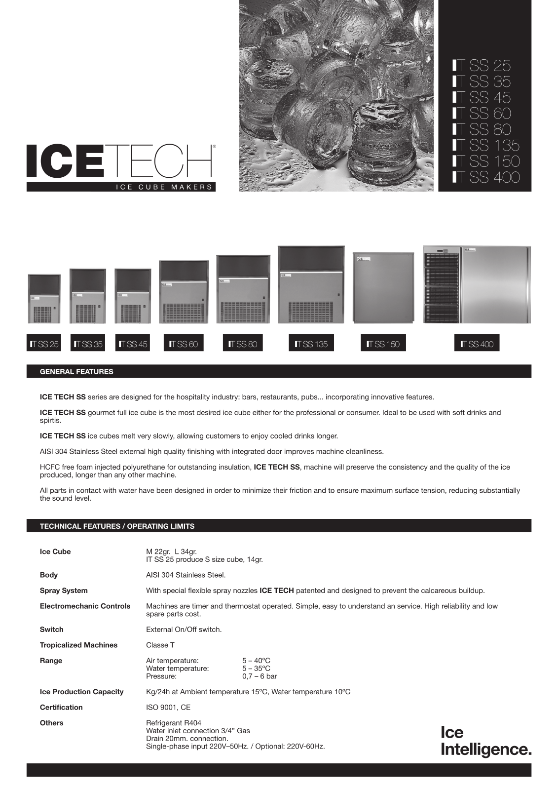 Ice Tech IT SS 25, IT SS 35, IT SS 45, IT SS 60, IT SS 80 Dimensions