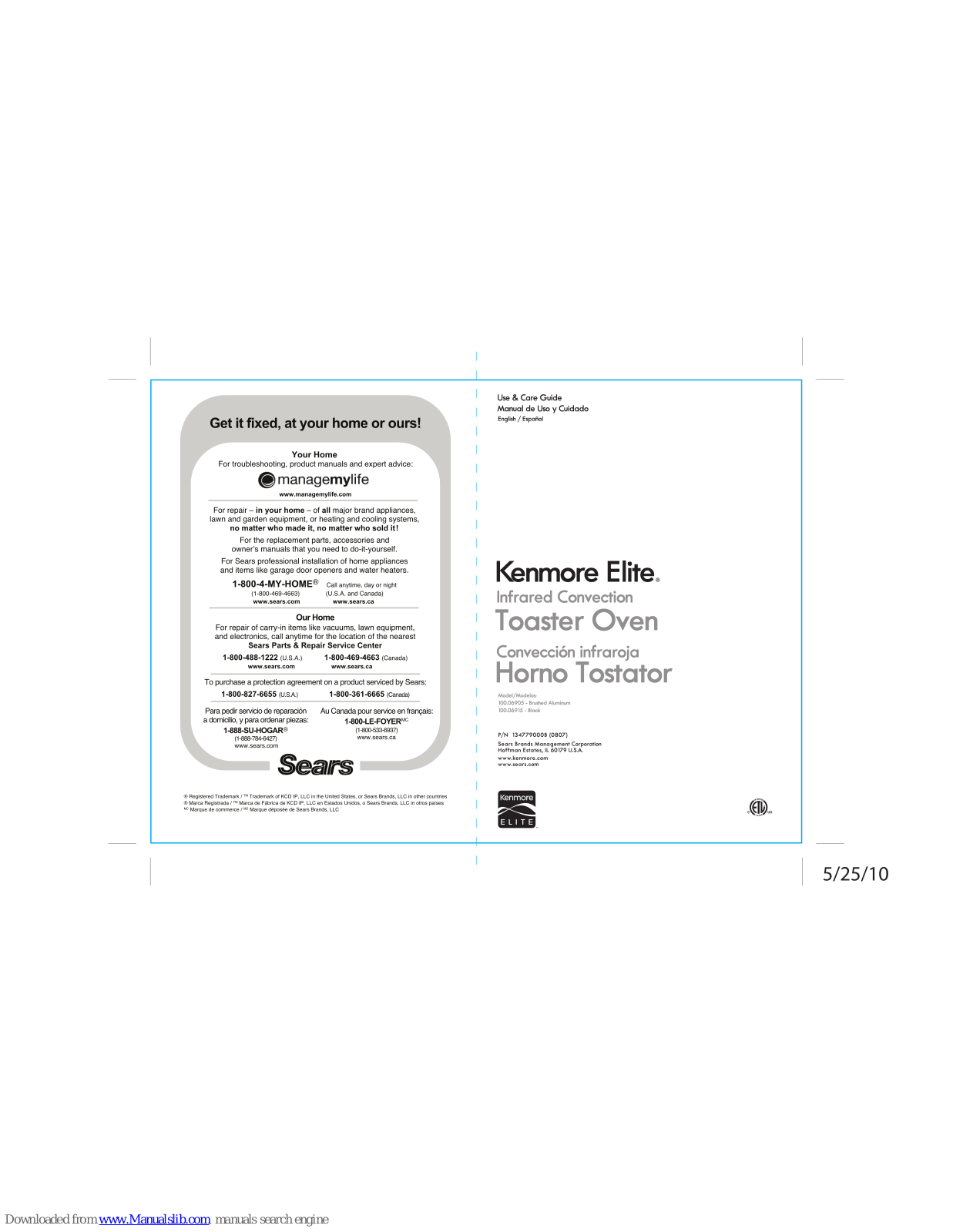 Kenmore 1347790008, 100.06905, 100.06915 Use & Care Manual