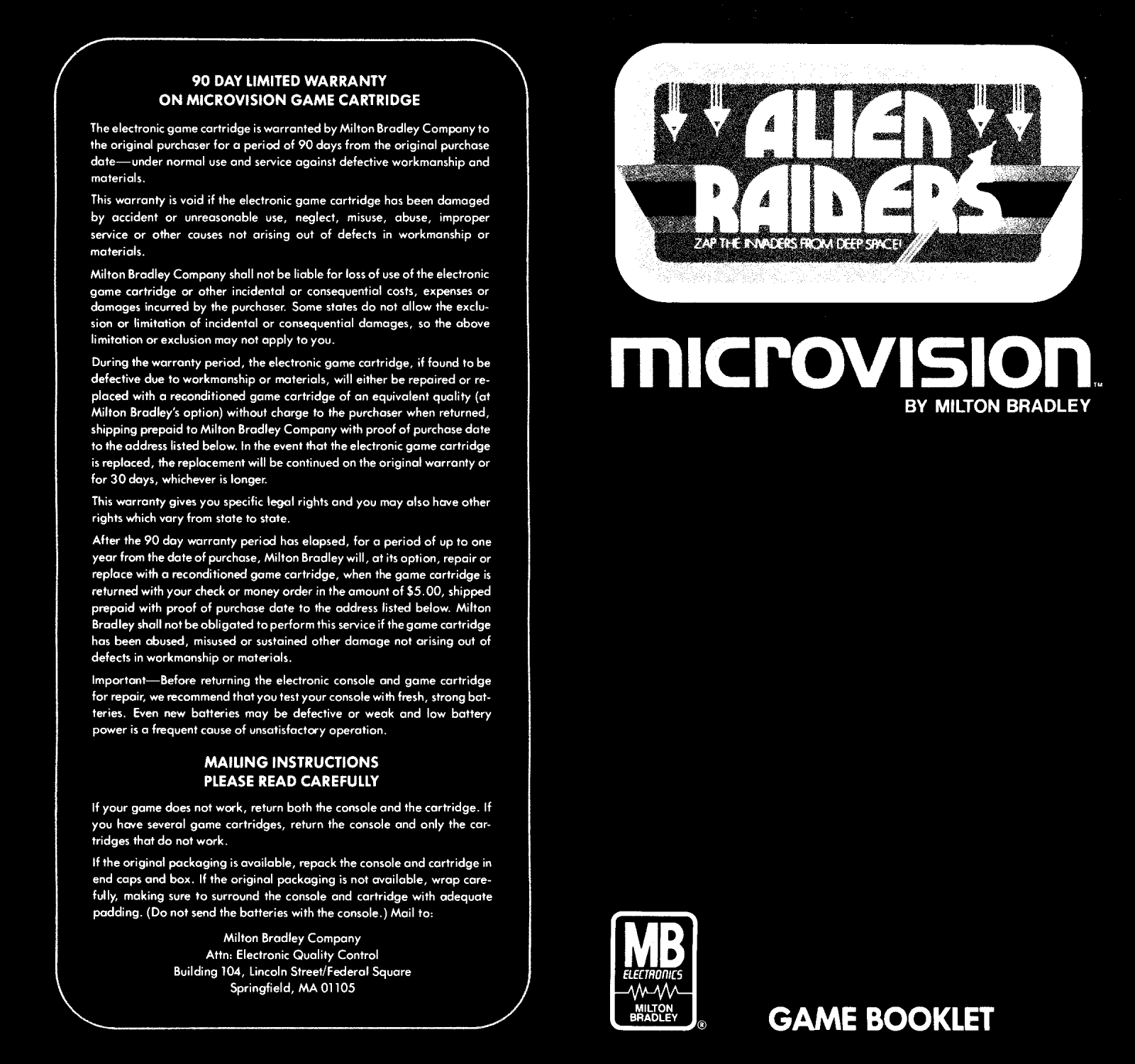 MB AlienRaiders User Guide