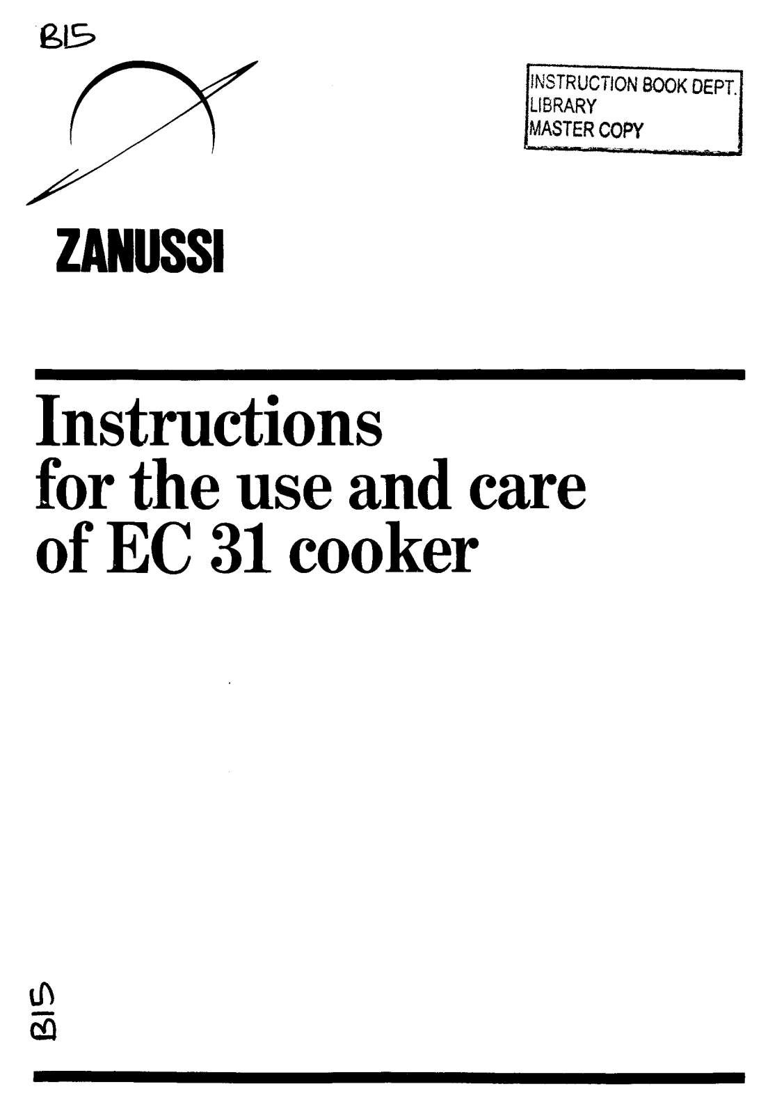 Zanussi EC 31 User Manual