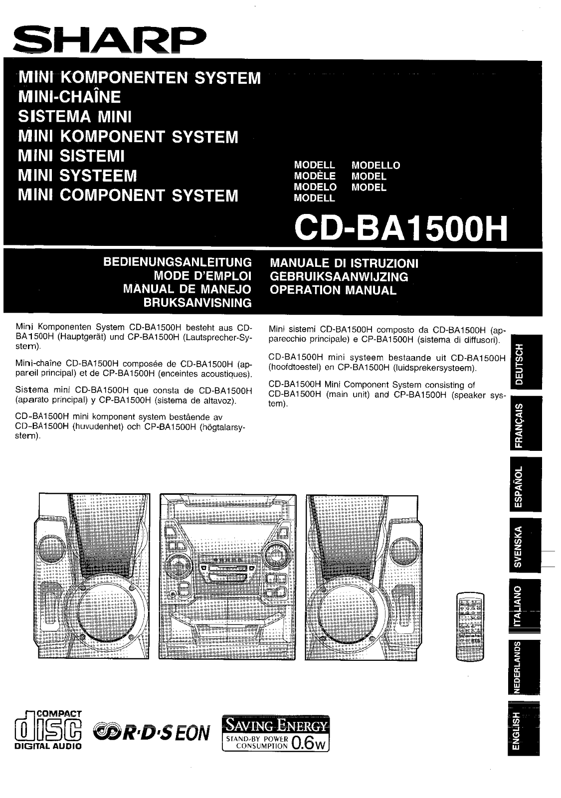 Sharp CD-BA1500H User Manual