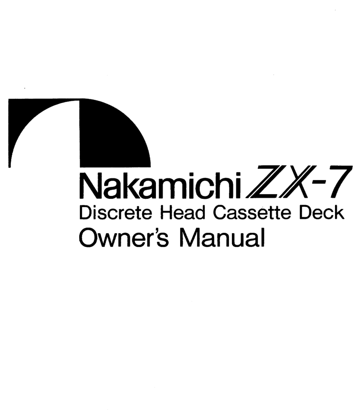 Nakamichi ZX-7 Owners manual