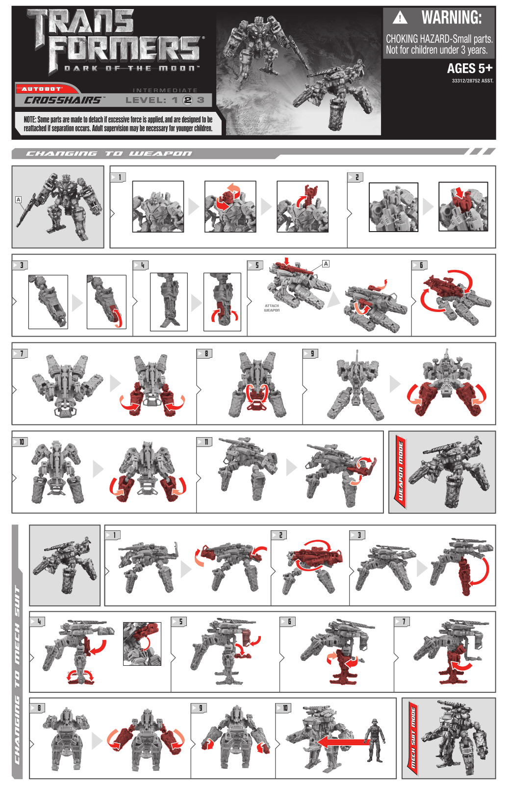 HASBRO Transformers DOTM Crosshairs w/Sergeant Cahnay User Manual