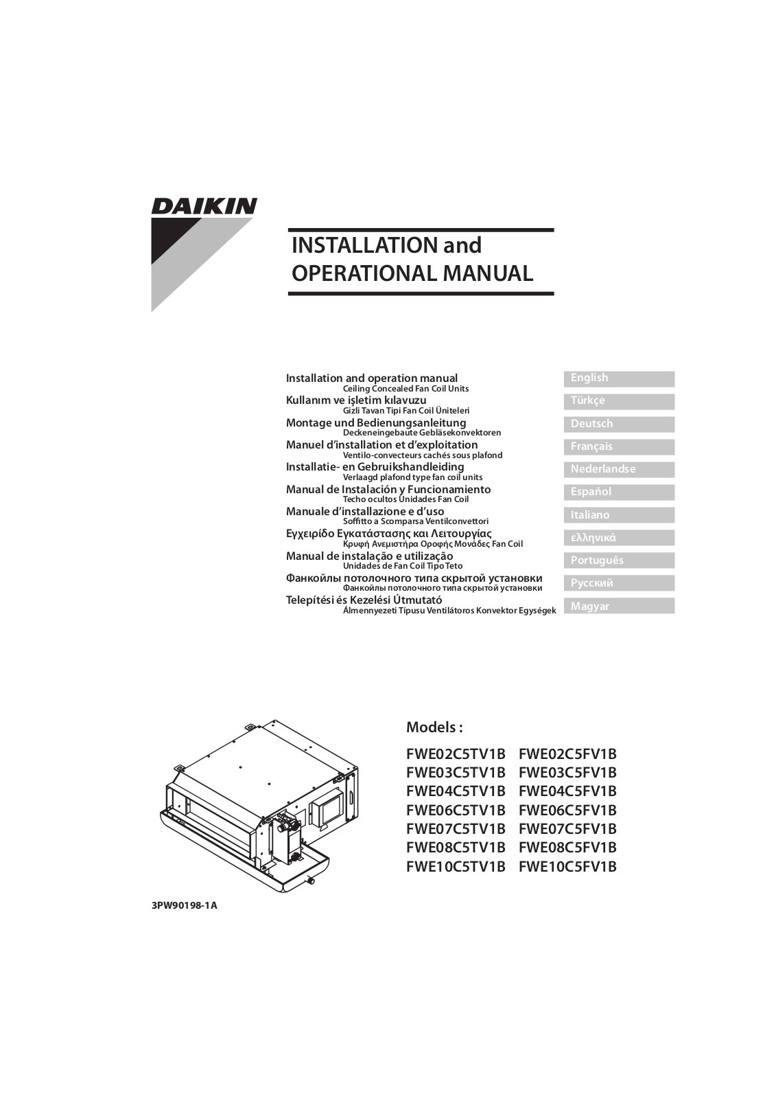 Daikin FWE02C5TV1B, FWE03C5TV1B, FWE04C5TV1B, FWE06C5TV1B, FWE07C5TV1B Operation manuals