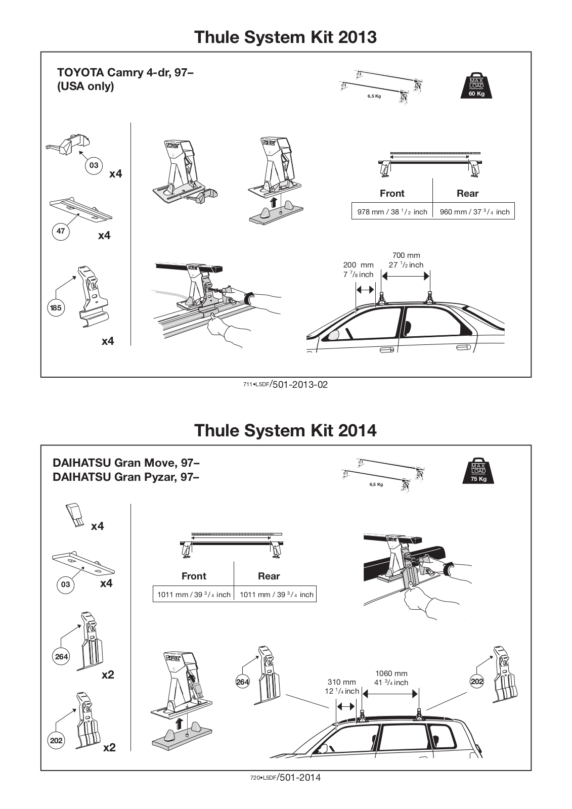 Thule 2014, 2013 User Manual