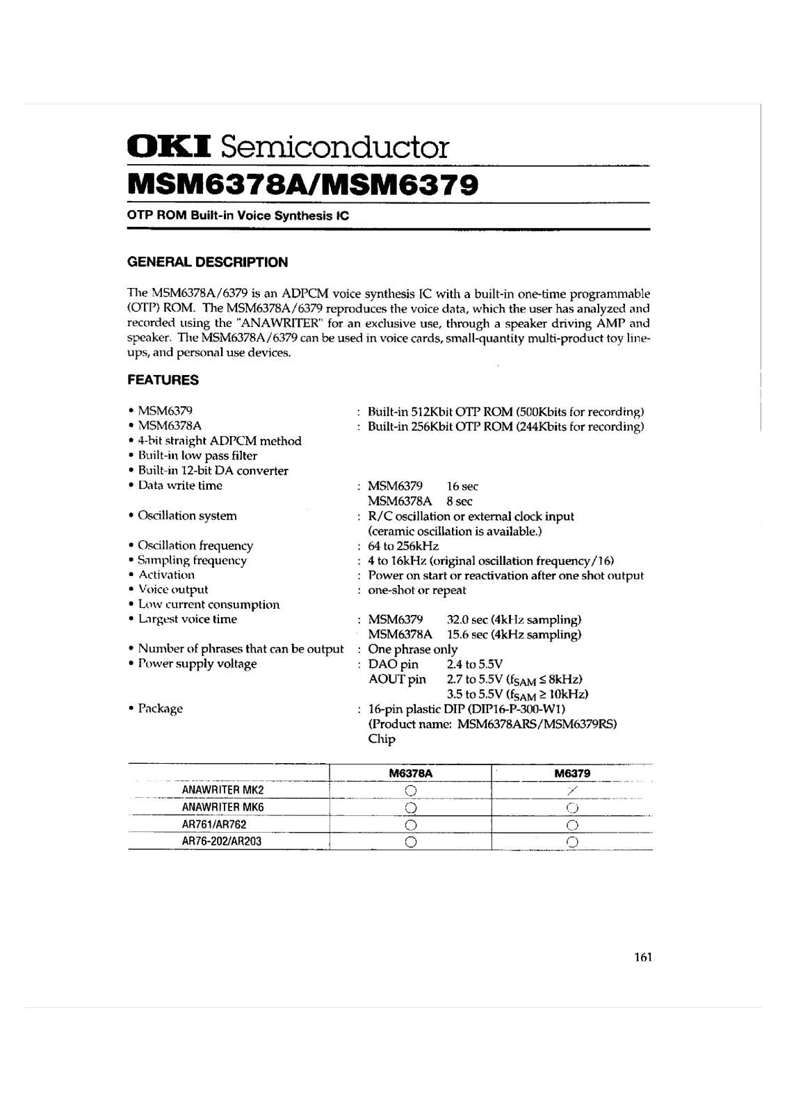 OKI MSM6379RS, MSM6378ARS, MSM6379, MSM6378A Datasheet