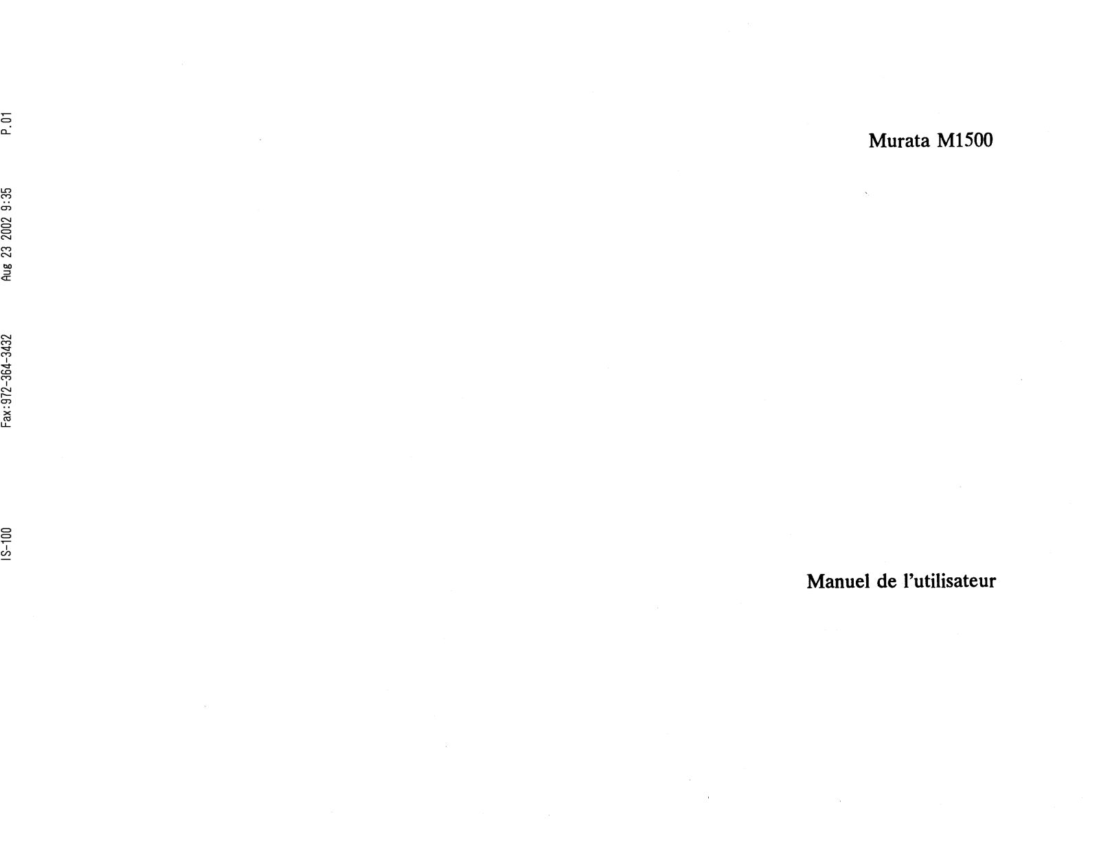 Muratec M-1500 Operating Manual