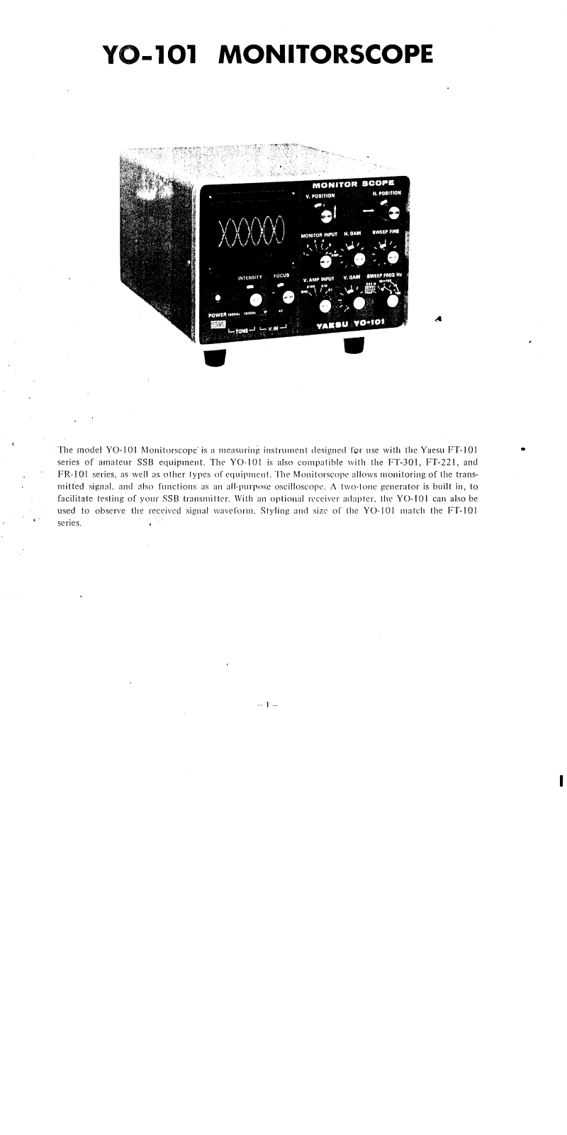 Yaesu YO-101 Owners manual