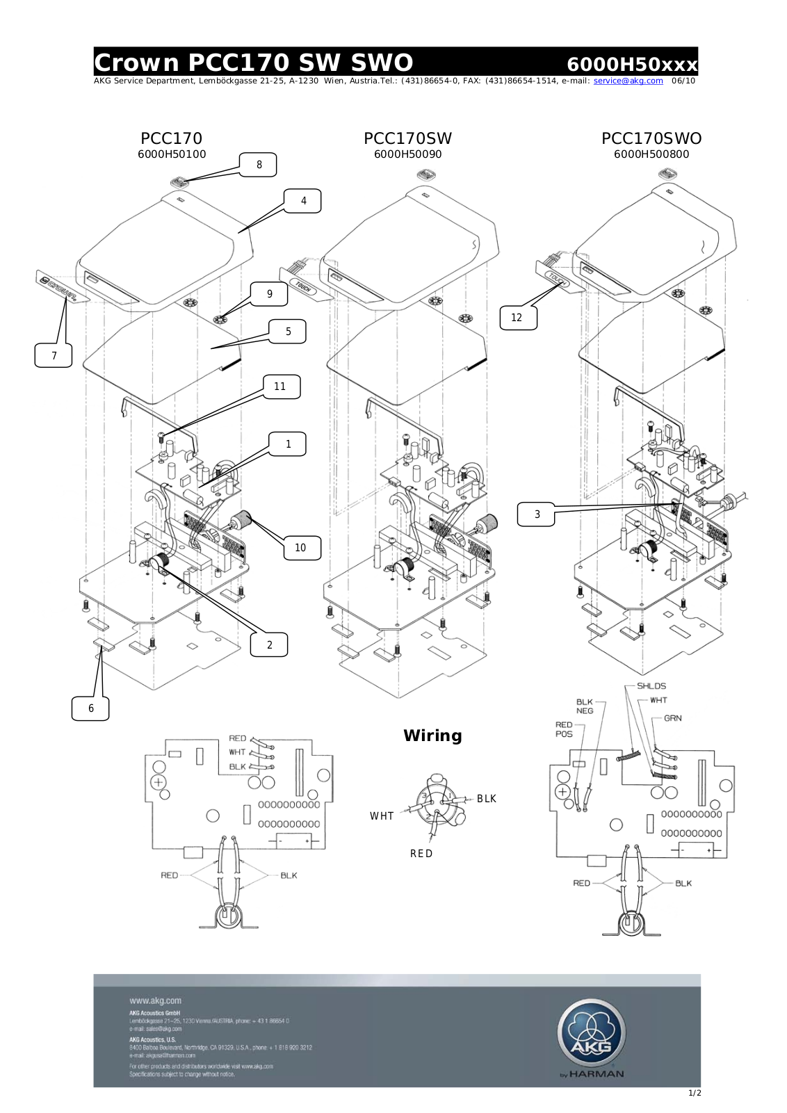 AKG 6000H50090, 6000H50100, 6000H500800 User Manual