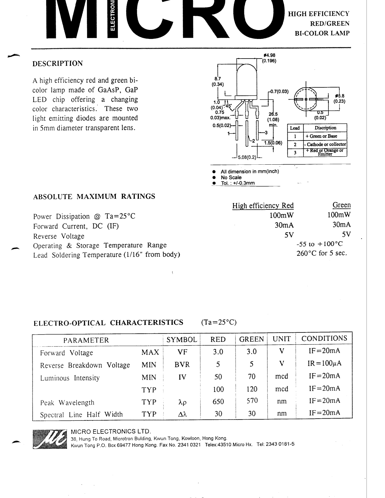 MICRO MSGB51T Datasheet