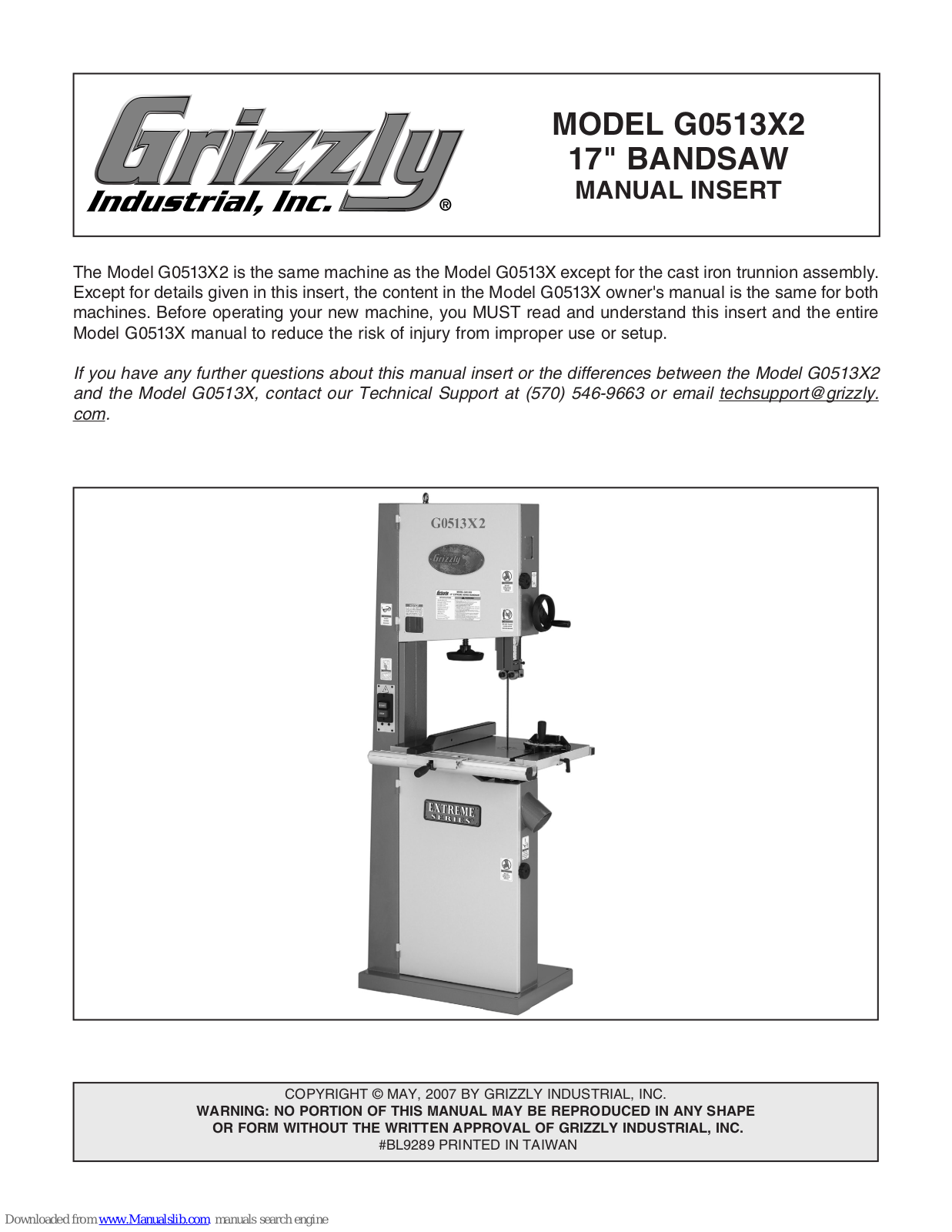 Grizzly EXTREME G0513X2, EXTREME G0513X, EXTREME G0514X, EXTREME G0514X3 Owner's Manual