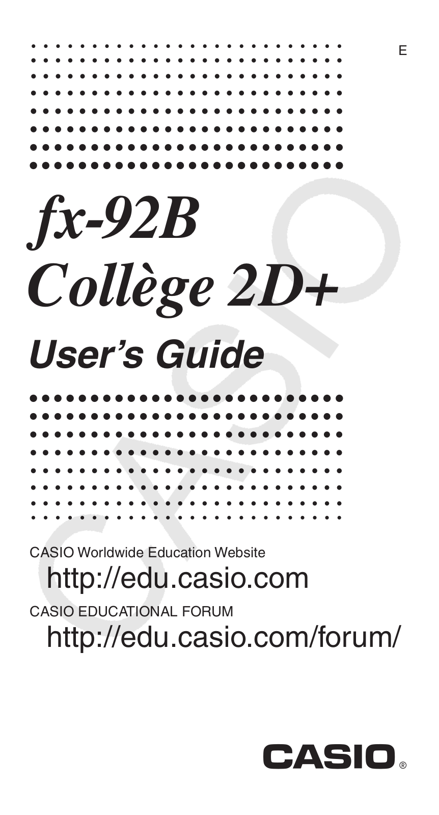 Casio fx-92B User Manual