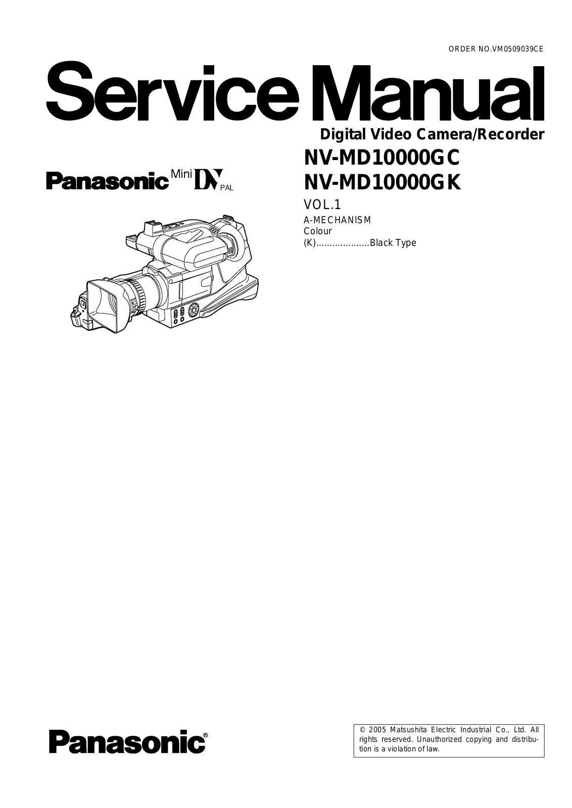 Panasonic NV-MD10000GC, NV-MD10000, NV-MD10000GK Service Manual