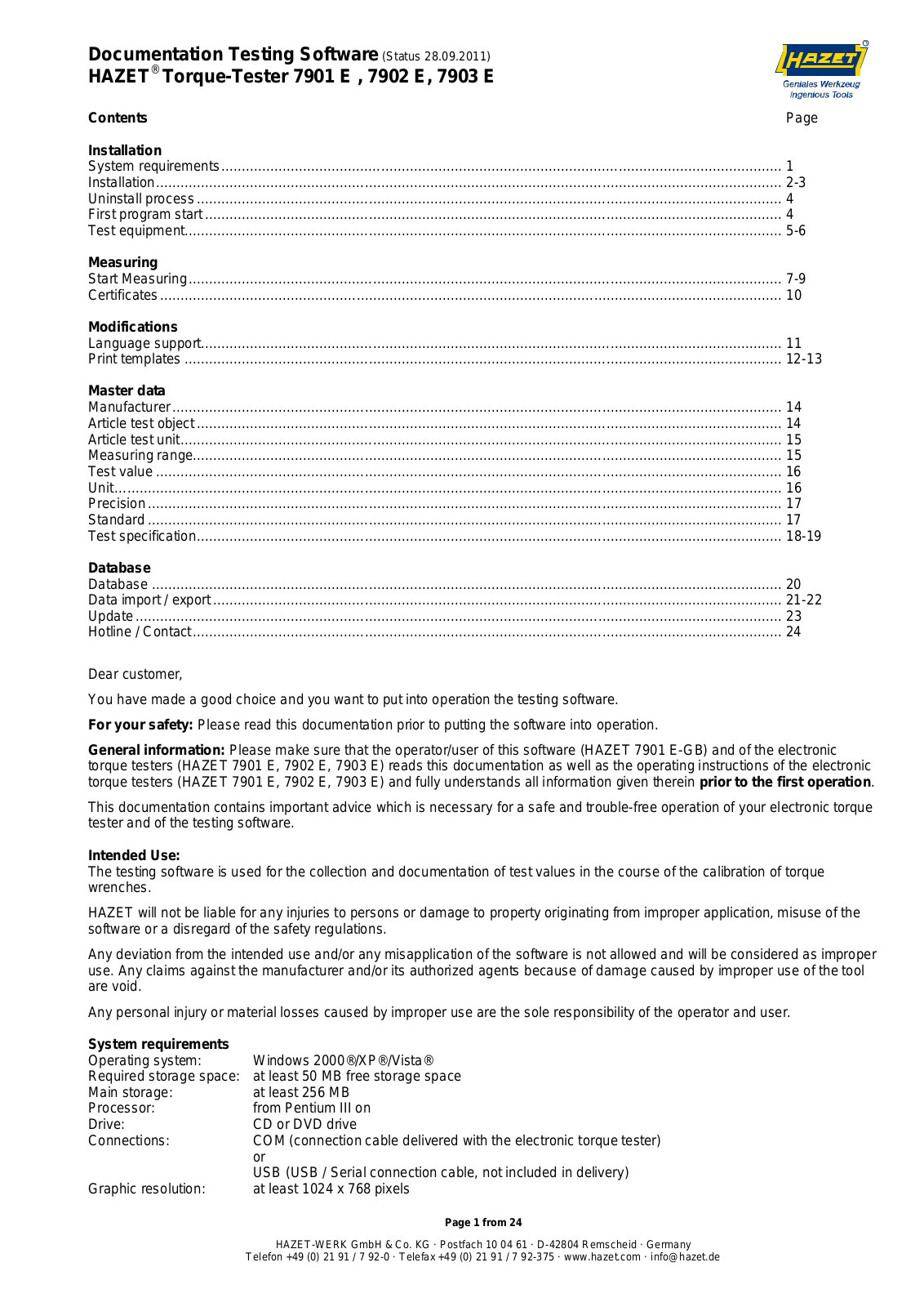 Hazet 7901 E, 7902 E, 7903 E User guide