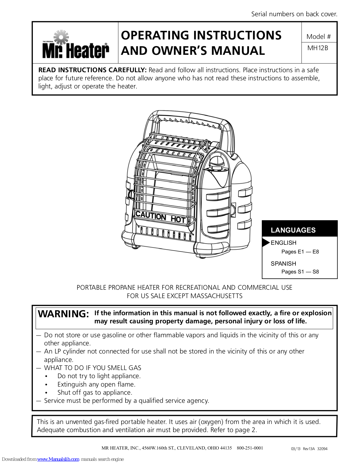 Mr. Heater MH12B Owner's Manual