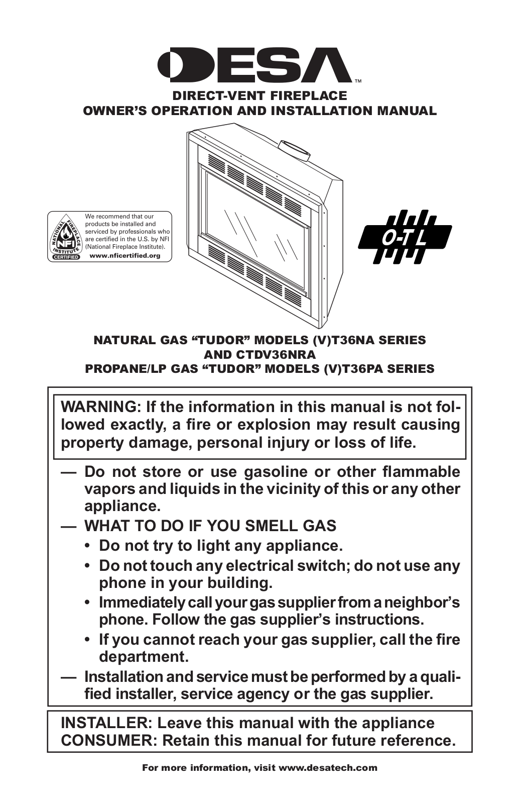 Desa VT36NA, VT36PA User Manual