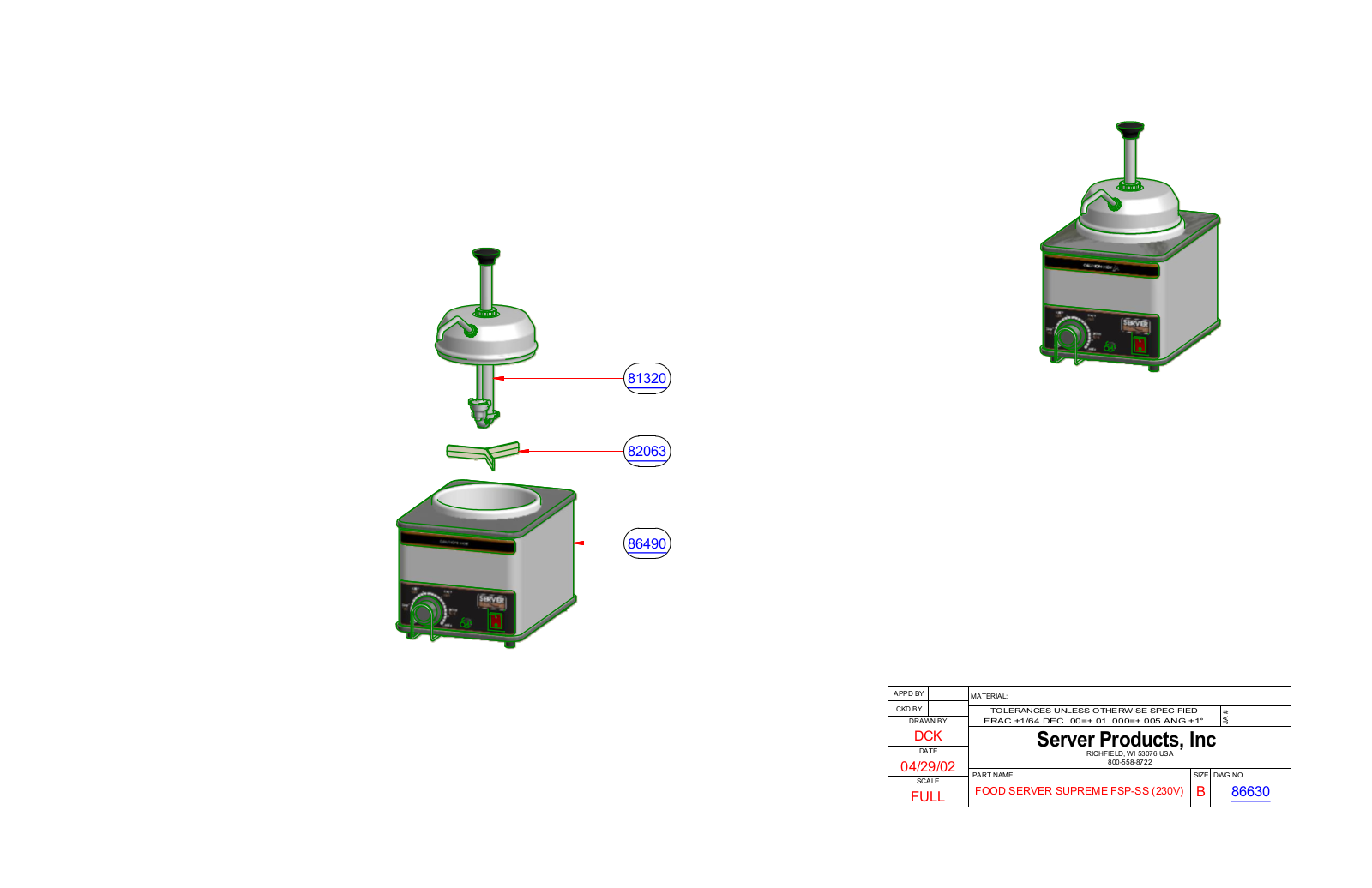 Server 86630 Parts Manual