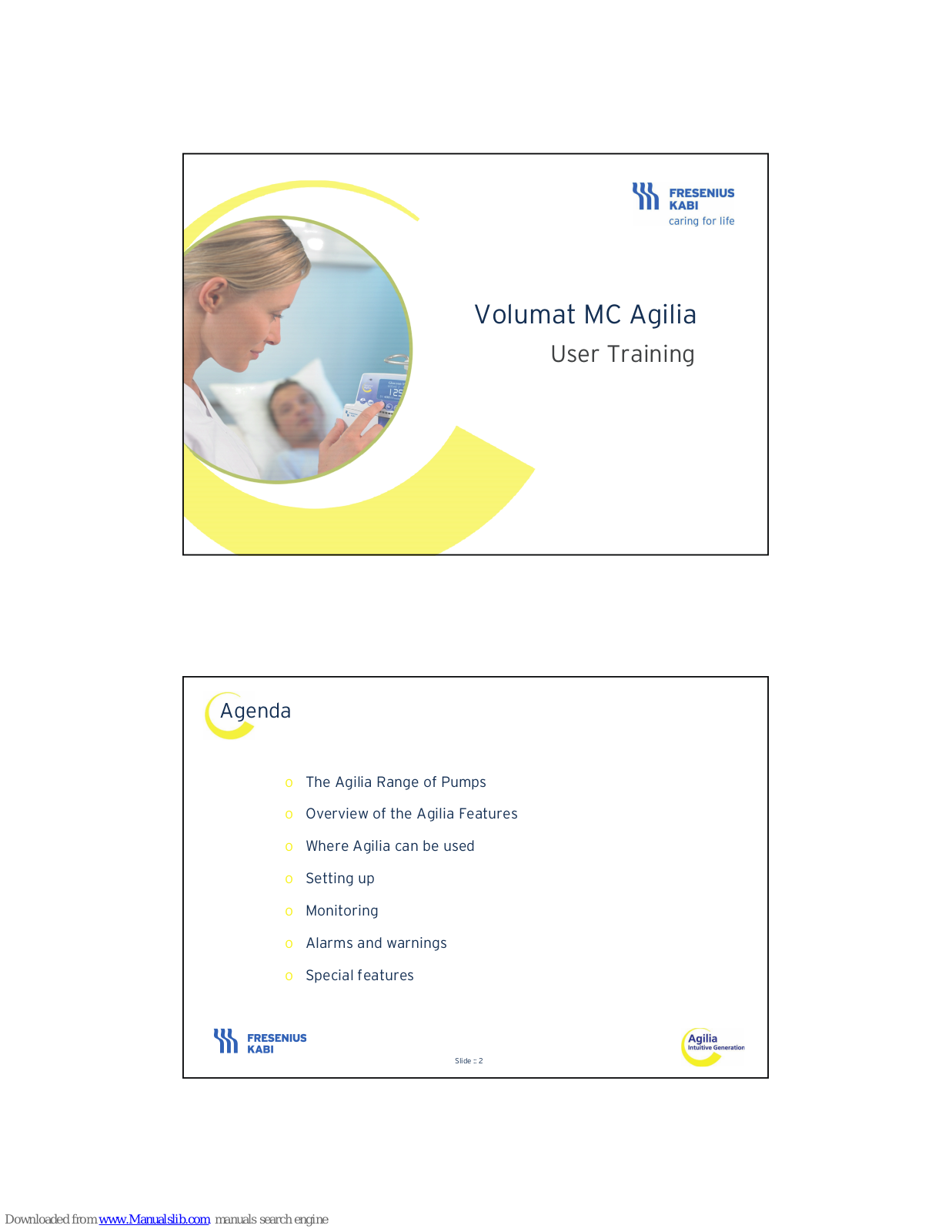 Fresenius Kabi Volumat MC Agilia User Training Manual