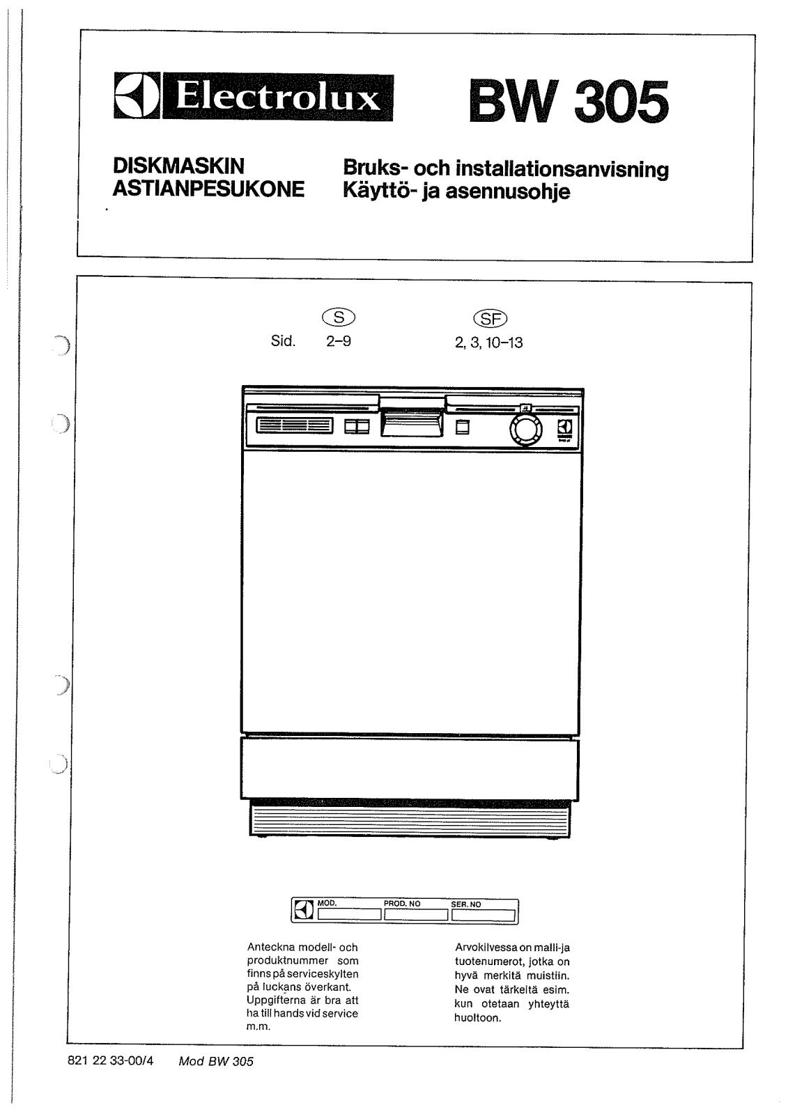 AEG BW305 User Manual