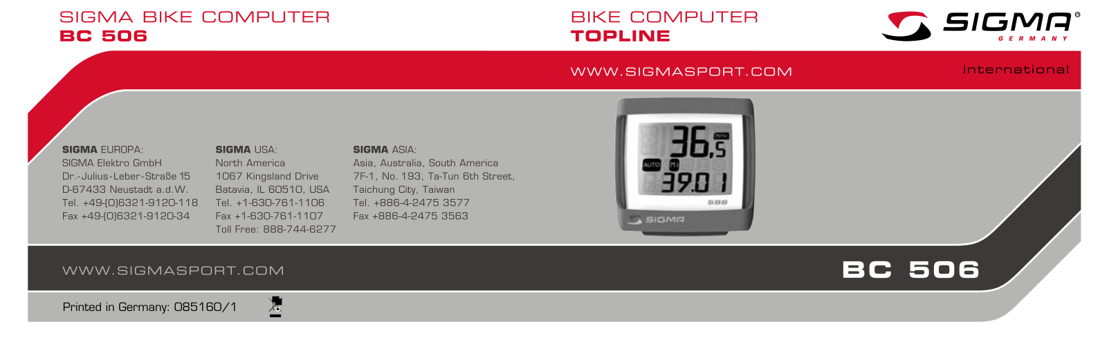 Sigma BC 506 User Manual