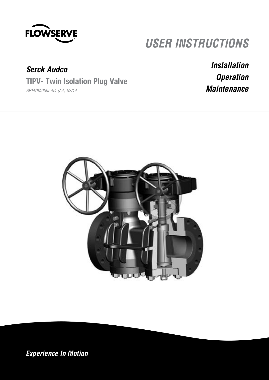 Flowserve Serck Audco Twin Isolation Plug Valve User Manual