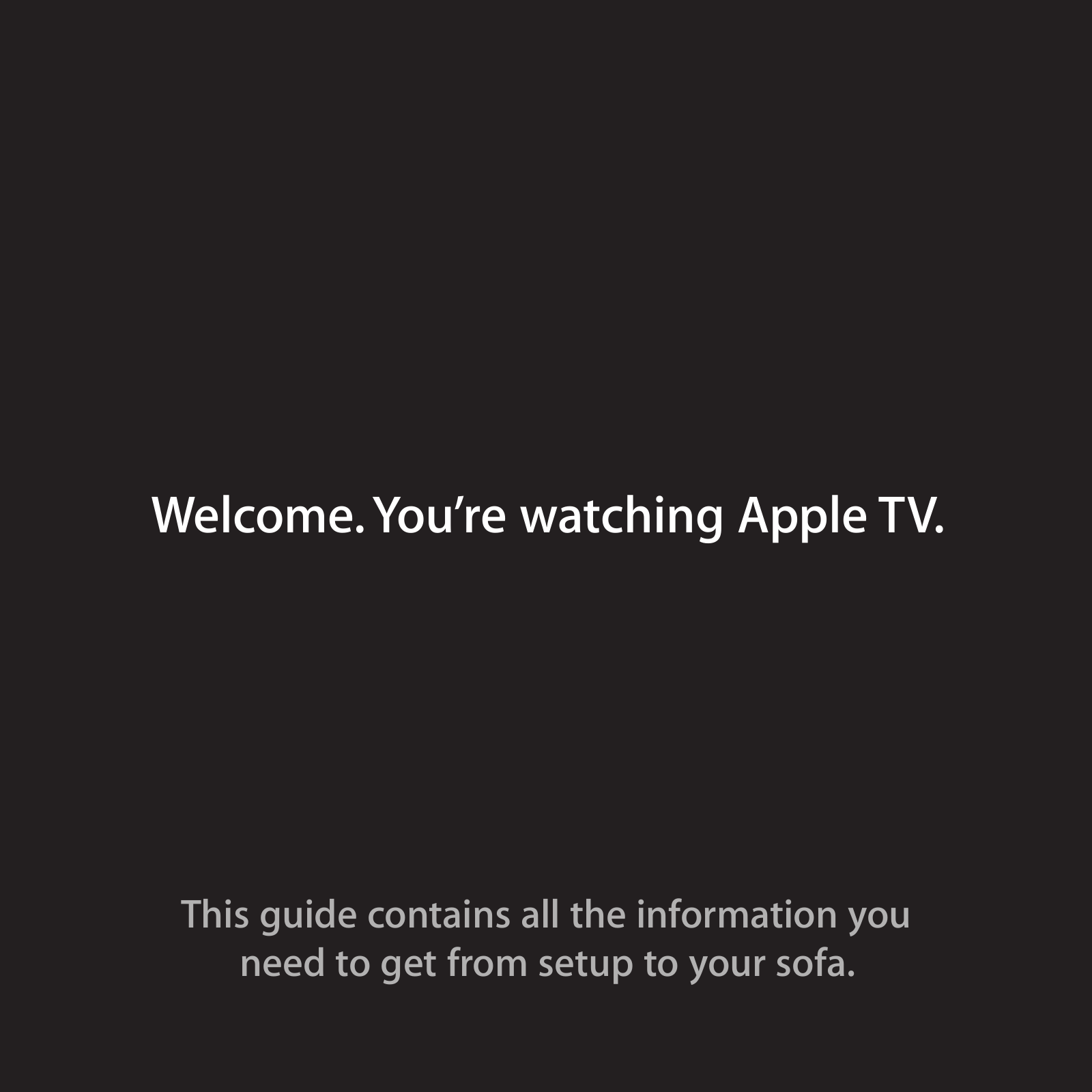 Apple APPLE TV 2ND GENERATION Welcome