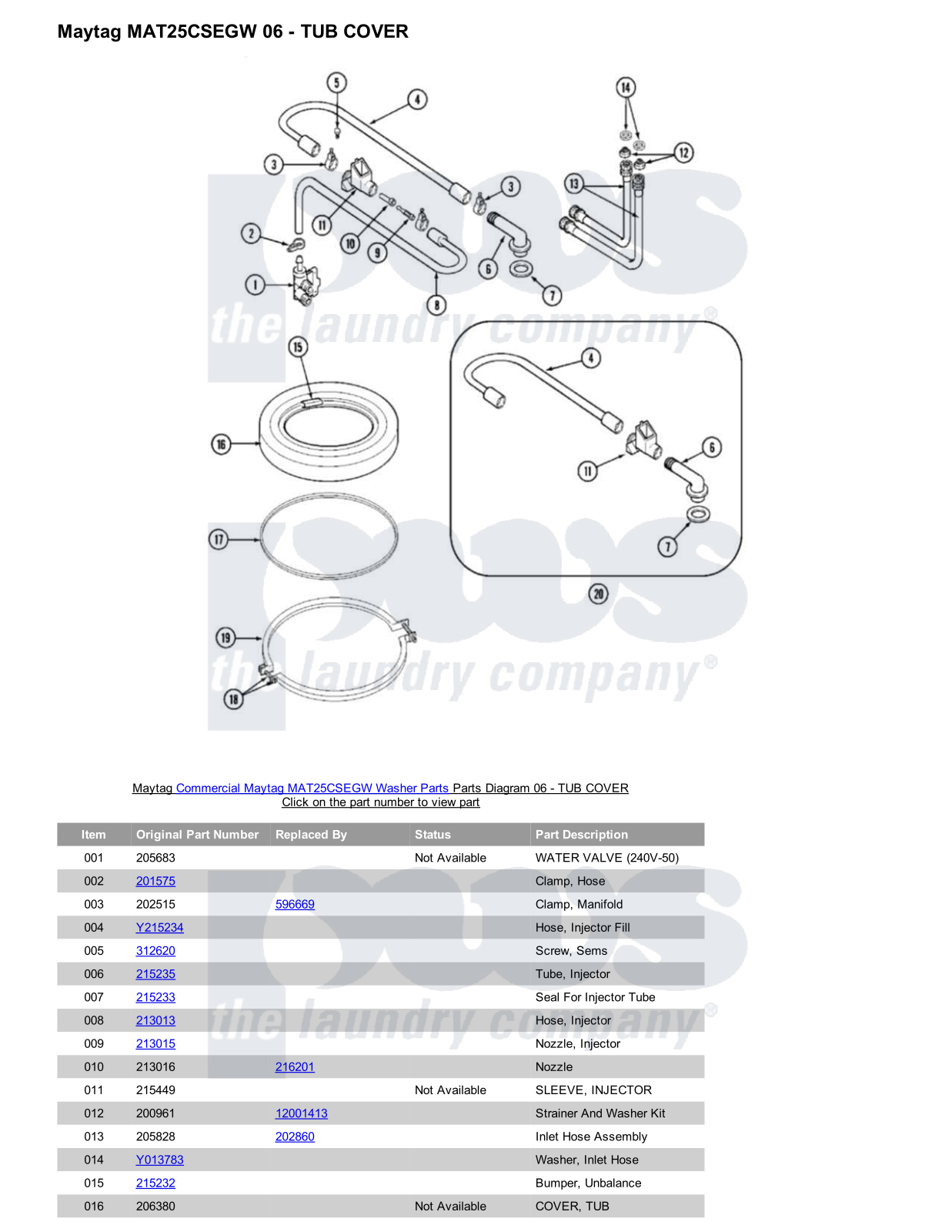 Maytag MAT25CSEGW Parts Diagram