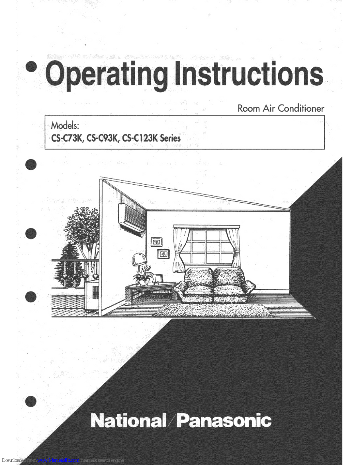 Panasonic CUXC123KP - ROOM AIR CONDITIONER, CUXC93KP - ROOM AIR CONDITIONER Operating Instructions Manual