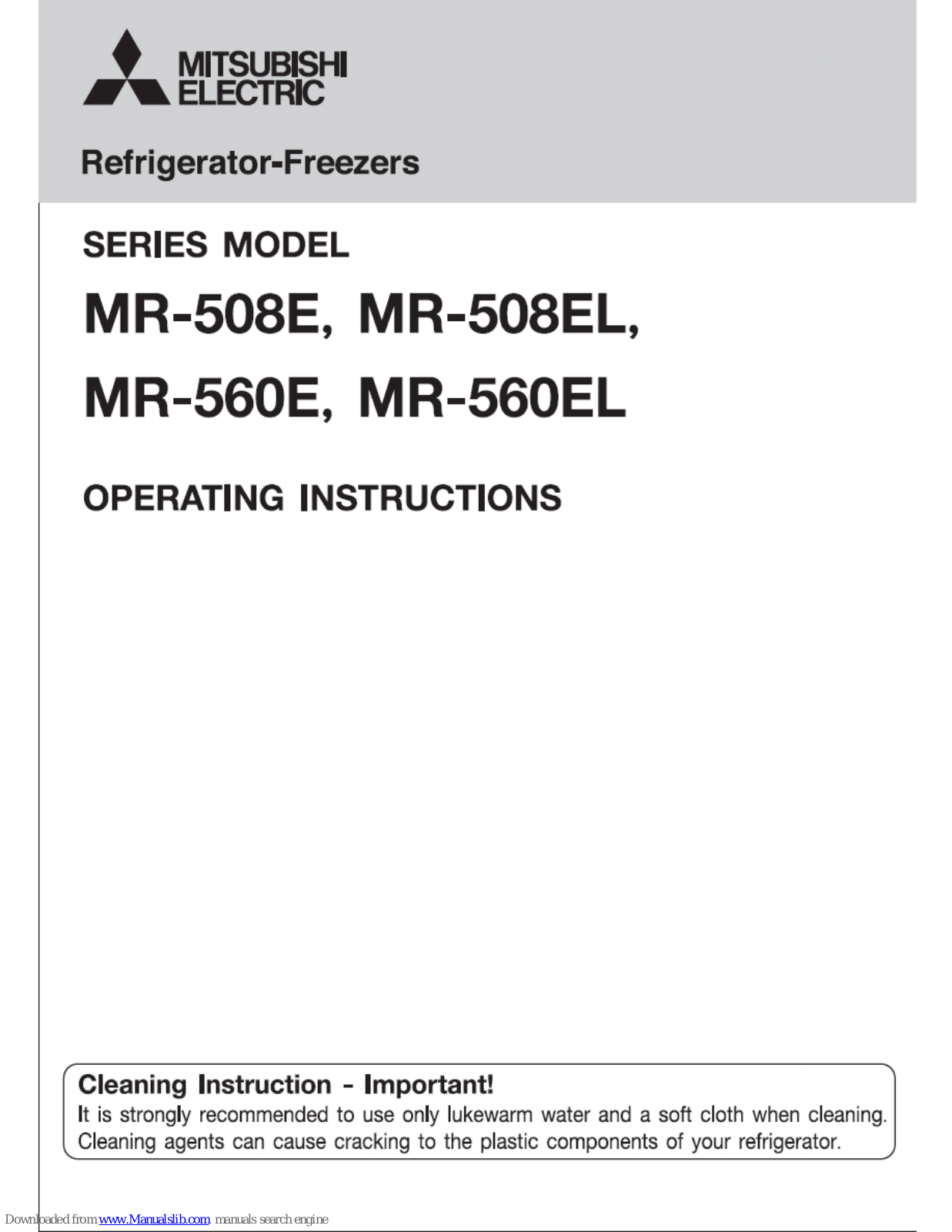 Mitsubishi Electric MR-508E, MR-508EL, MR-506EL, MR-560E Operating Instructions Manual