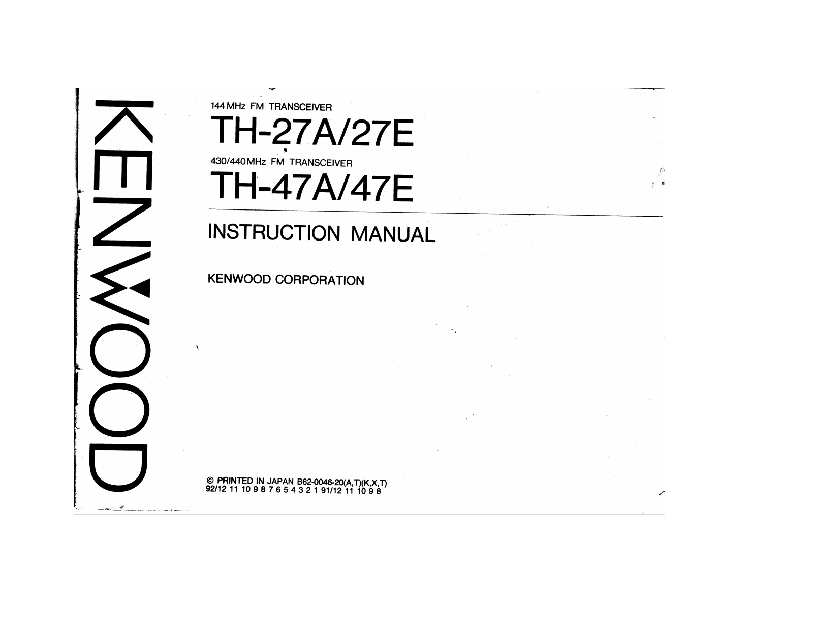 Kenwood 27E User Manual