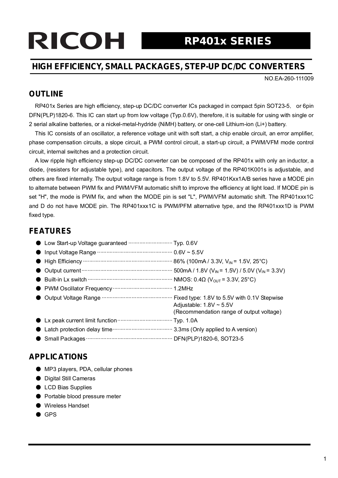 RICOH RP401x Technical data