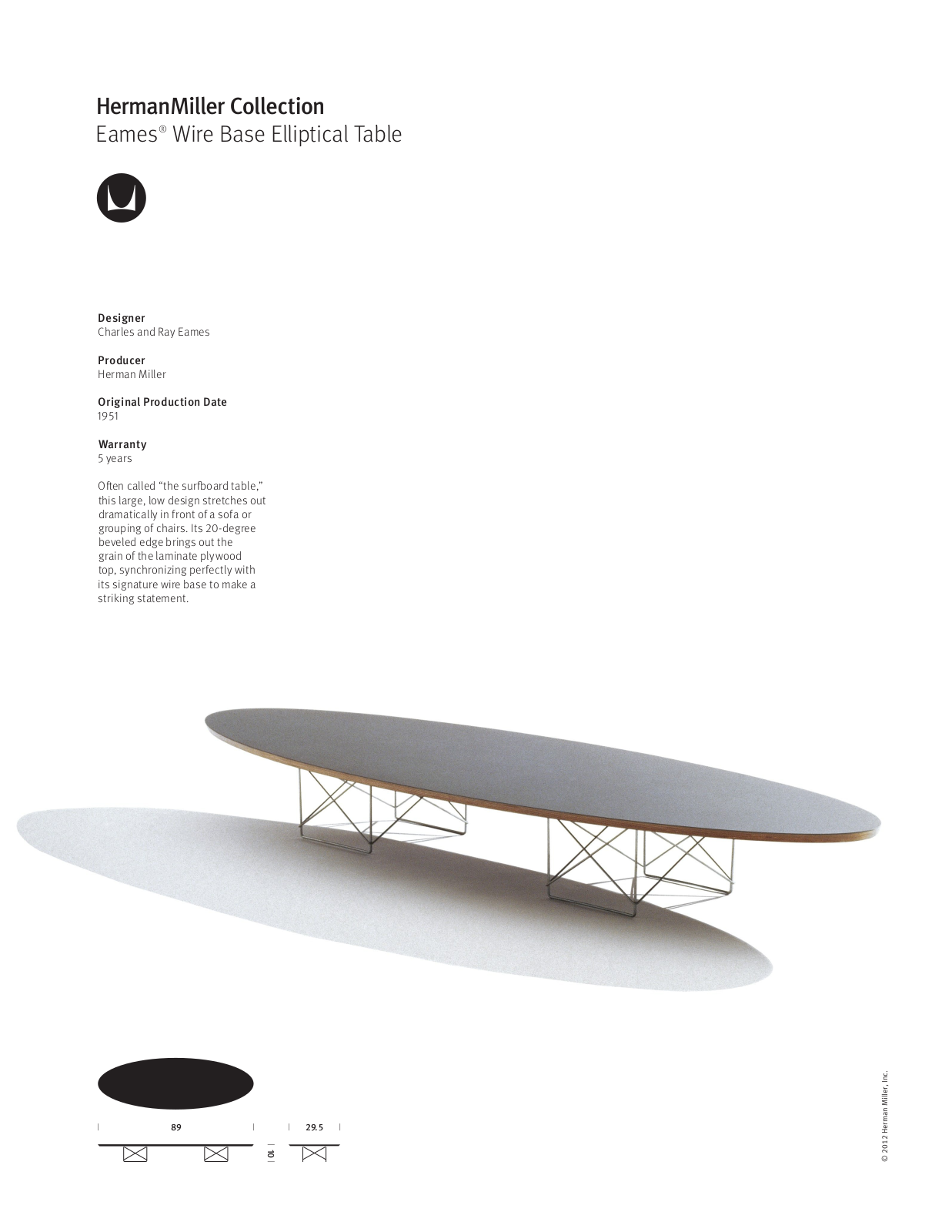 Herman Miller Eames Wire Base Elliptical Table User Manual - ManualMachine.com