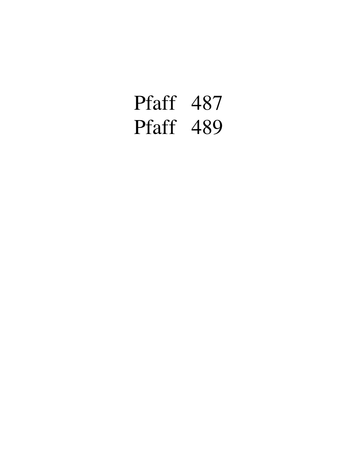 PFAFF 487, 489 Parts List