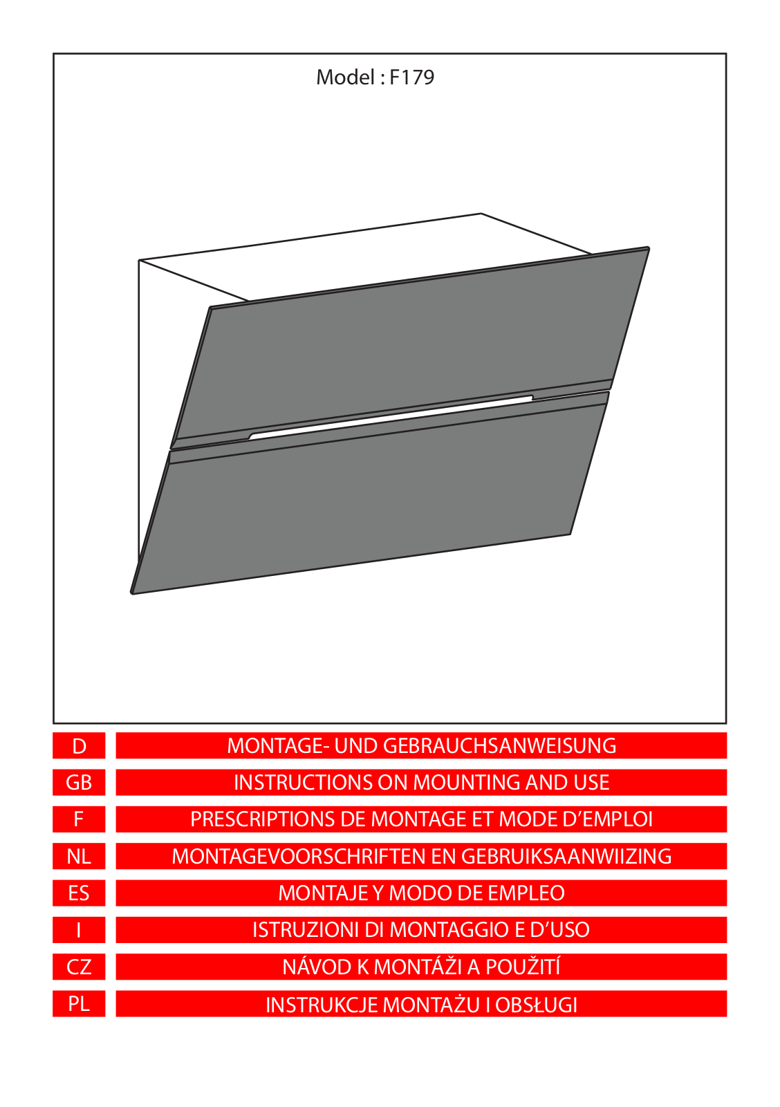 AIRFORCE F179 Instruction On Mounting And Use Manual