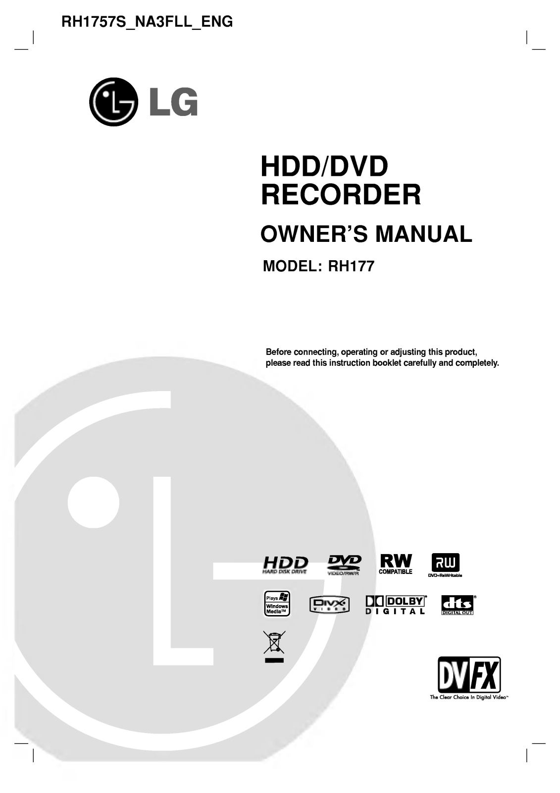 LG RH1757S User manual