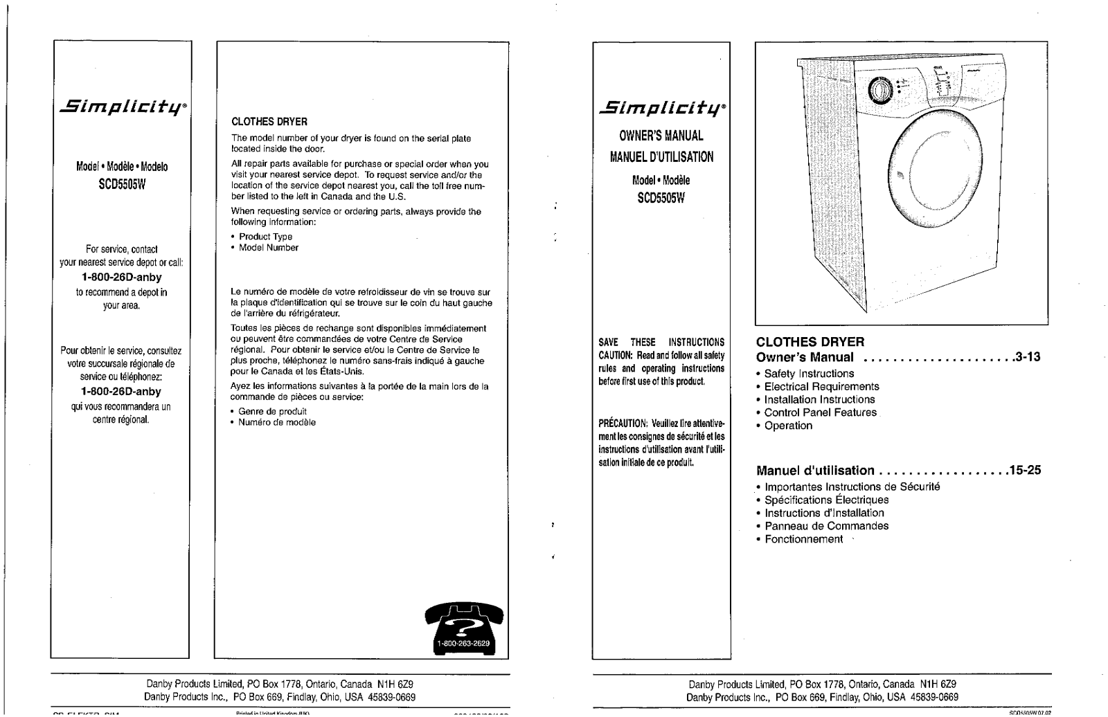 Danby SCD5505W User Manual