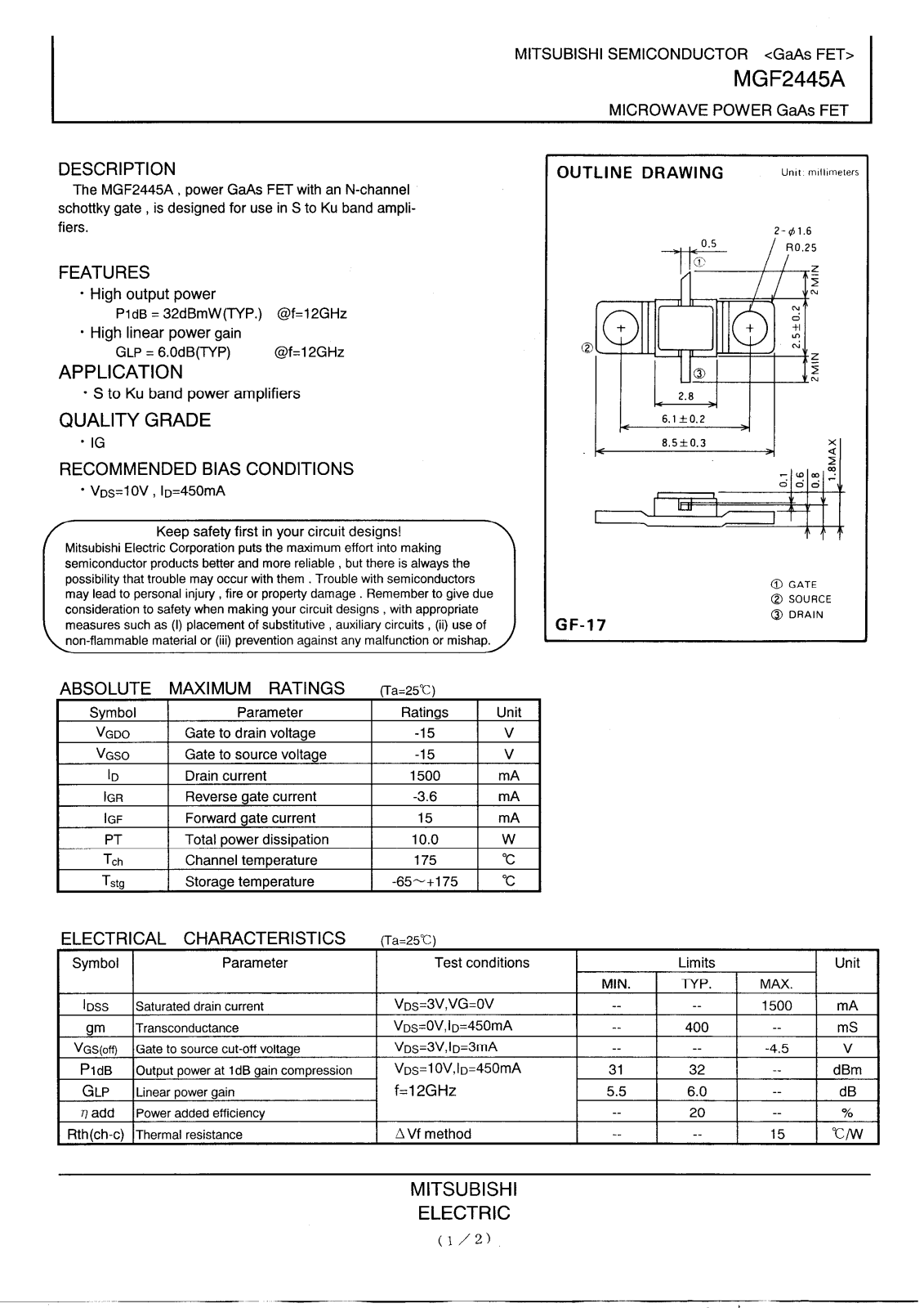 Mitsubishi MGF2445A Datasheet