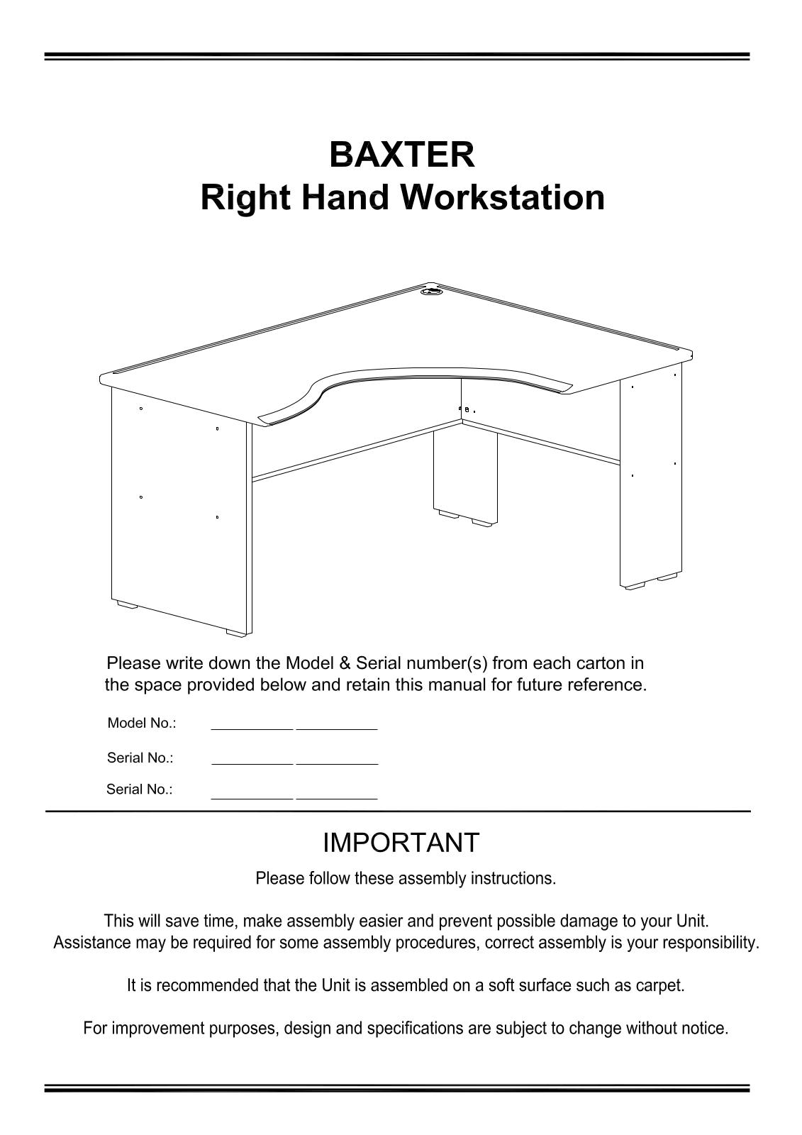 Freedom Baxter RH Workstation Assembly Instruction