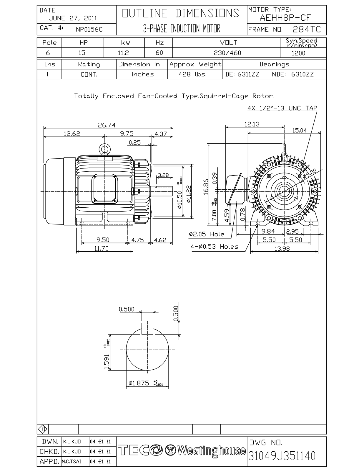 Datasheet NP0156C Reference Drawing (Teco) - ManualMachine.com